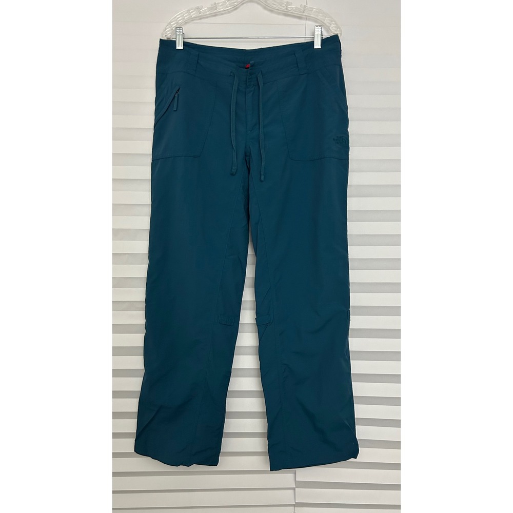 The North Face Womens Teal Blue Nylon Hiking Pants Size 12 Drawstring Outdoor